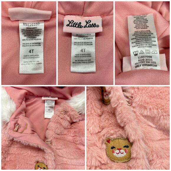 Girls 2pc Lot Size 4 Vest Jacket Dress NO KIDDING wrap Blue LITTLE LASS jkt Pink - Picture 6 of 8